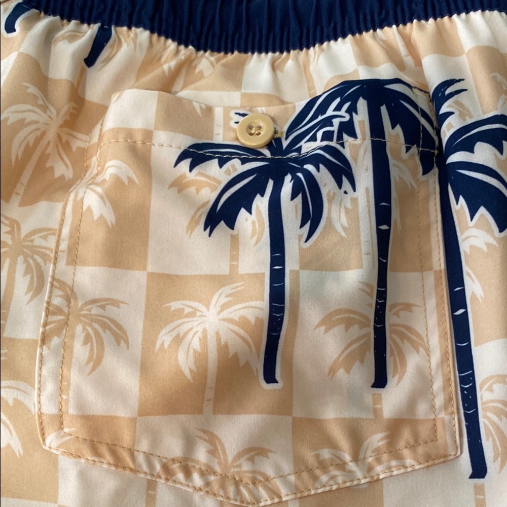 Man Corona Athletic Yellow and Black Shorts with Tropical Design for swim. - Picture 7 of 15